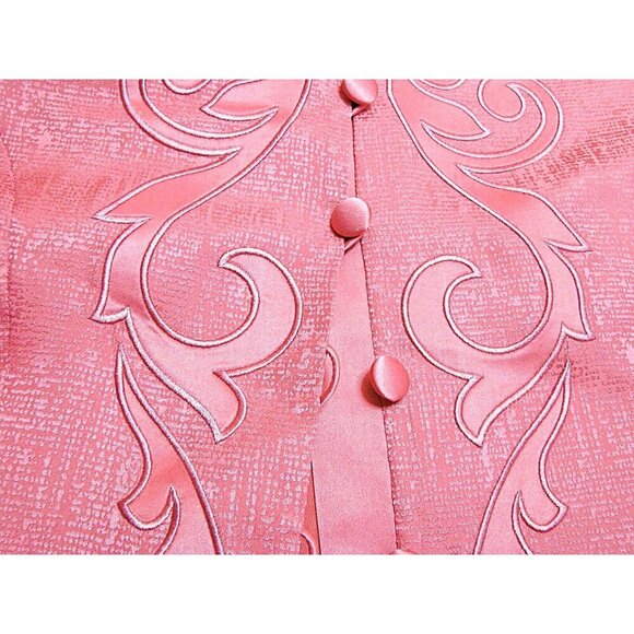 Adrianna Papell Suit Set Womens 10 Hot Pink Brocade Silk Blend Skirt Blazer 2 Pc - Picture 5 of 12